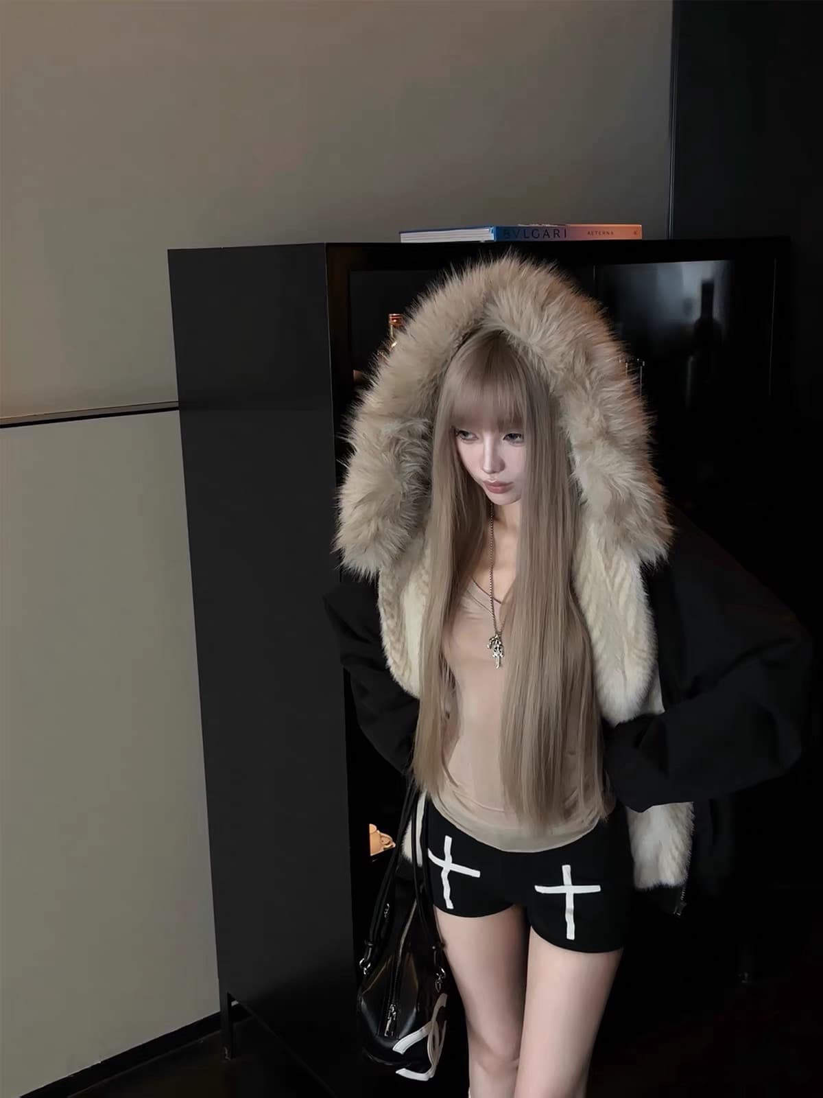 2026 겨울 새로운 큰 모피 칼라 양면 착용 한 부서 여성 짧은 Parker 서비스 루즈핏 느긋한 센스 모피 면 의류 재킷 상세 이미지 9