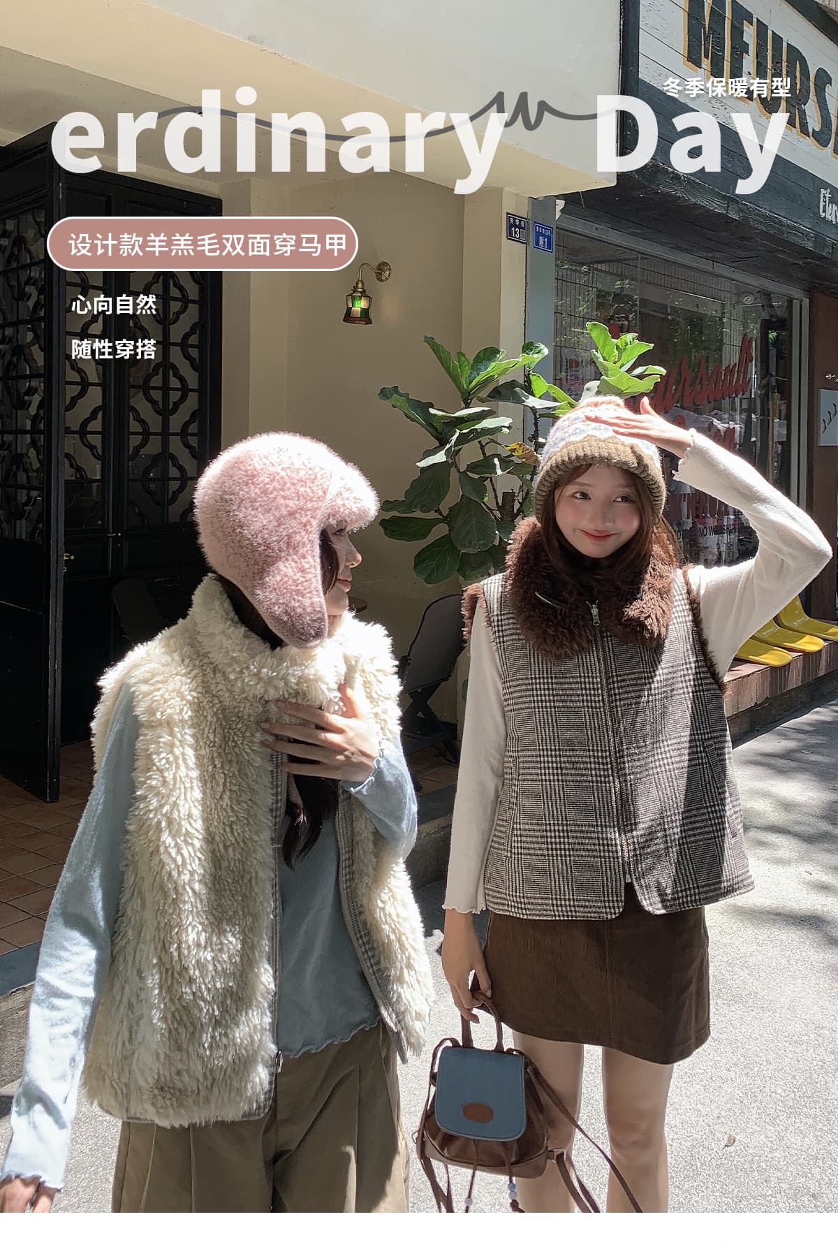 실사 가을 겨울 새로운 양면 착용 천 그리드 버드 폴로 칼라 플리스 면 옷 베스트 조끼 여성 보온 한 부서 재킷 상세 이미지 1