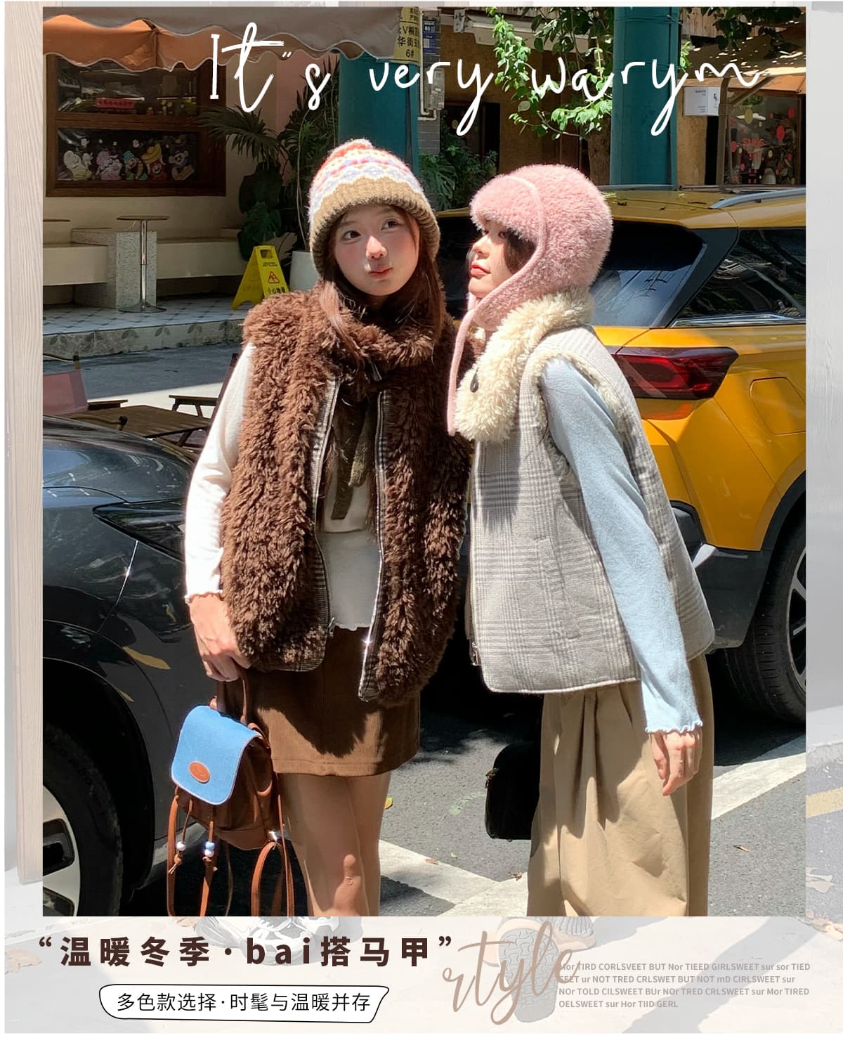 실사 가을 겨울 새로운 양면 착용 천 그리드 버드 폴로 칼라 플리스 면 옷 베스트 조끼 여성 보온 한 부서 재킷 상세 이미지 3