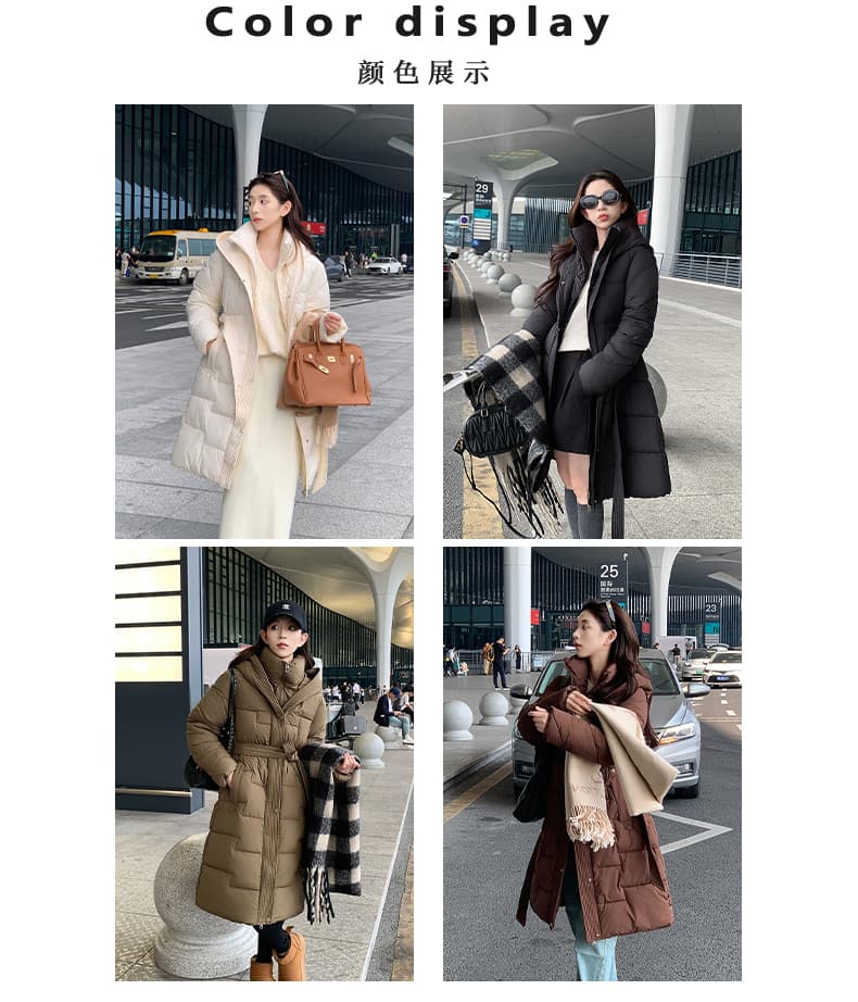 실사 2026 겨울 두꺼운 무릎 아래 롱 코트 아래 면화 의류 여성 허리 수축 몸매 가꾸기 슬림해 보이는 고급 센스 면 의류 재킷 상세 이미지 10