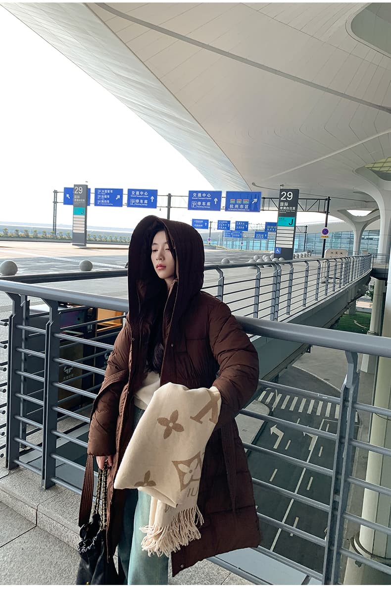 실사 2026 겨울 두꺼운 무릎 아래 롱 코트 아래 면화 의류 여성 허리 수축 몸매 가꾸기 슬림해 보이는 고급 센스 면 의류 재킷 상세 이미지 20