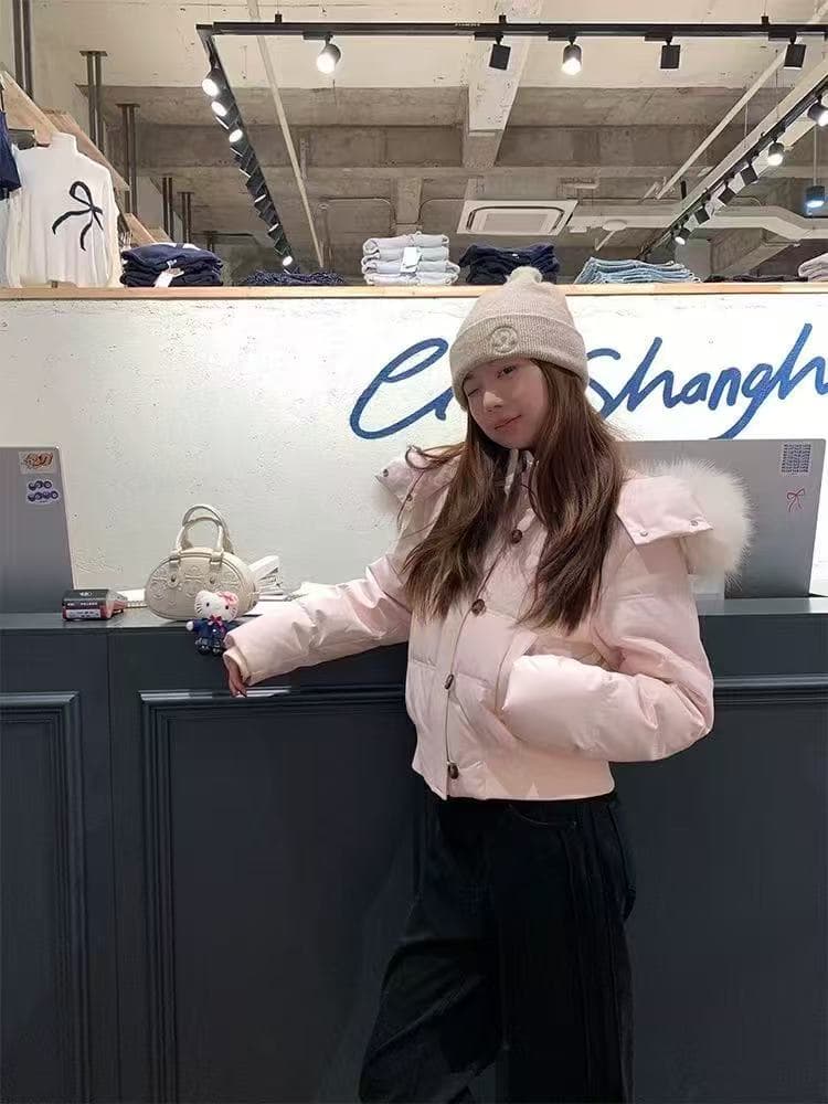 실사 겨울 새로운 다용도 큰 모피 칼라 후드 다운 재킷 여성 짧은 다용도 보온 두꺼운 면 옷 재킷 상세 이미지 11