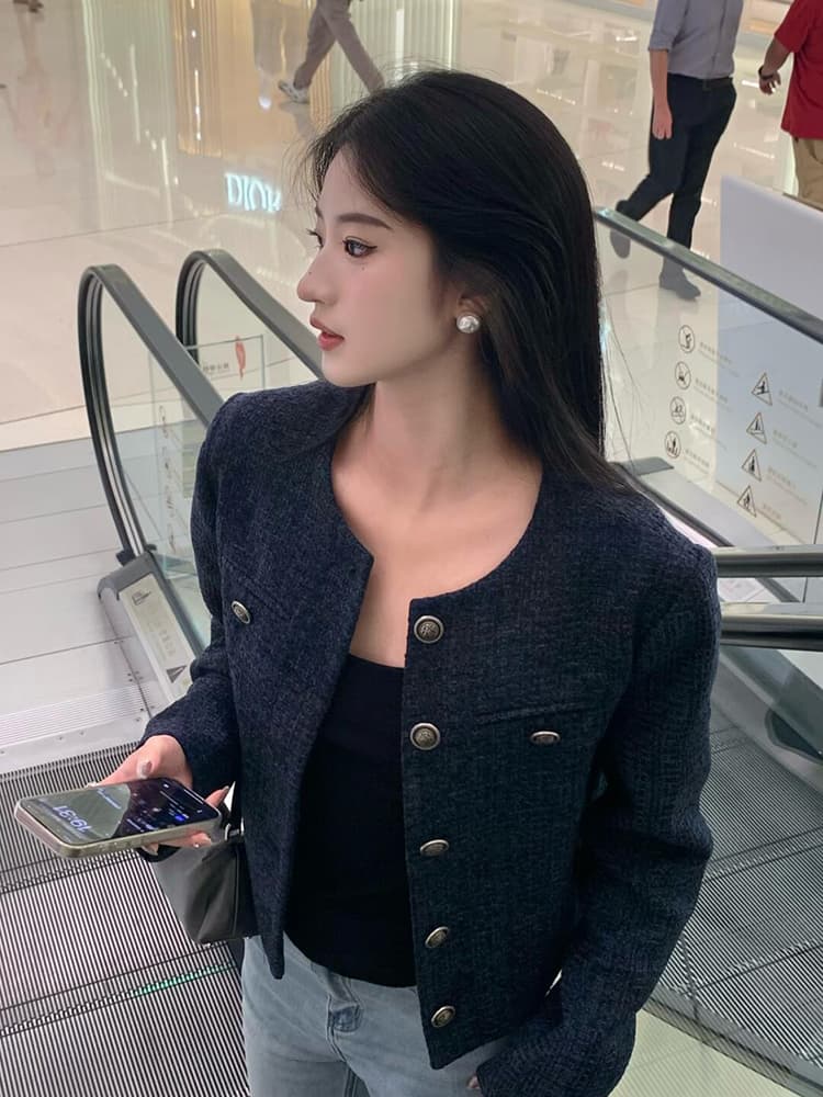 작은 샤넬 스타일 여성 코트 가을 새로운 프랑스식 명문 여성 품격 고급 센스 디자인 센스 레트로 쇼트 스타일 맨위 상세 이미지 13