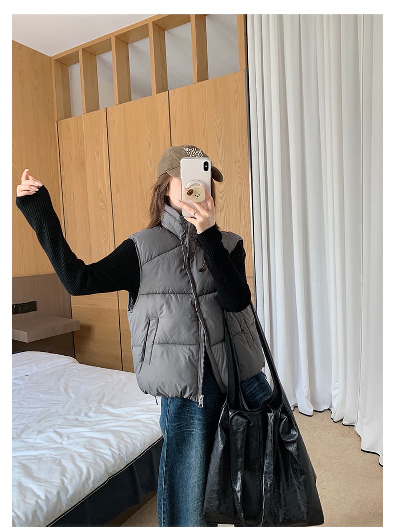 다운 코튼 베스트 여성 짧은 조끼 가을 겨울 새로운 2026 새로운 루즈핏 고급 센스 작은 키 어깨 외출용 상세 이미지 20