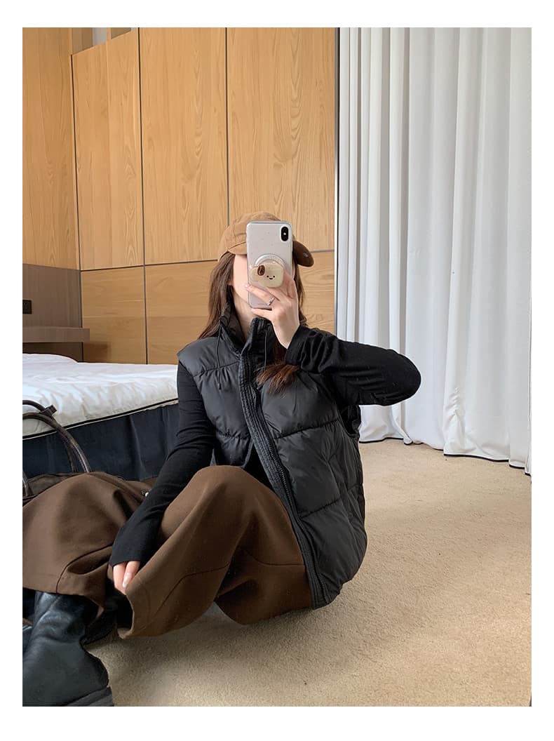 다운 코튼 베스트 여성 짧은 조끼 가을 겨울 새로운 2026 새로운 루즈핏 고급 센스 작은 키 어깨 외출용 상세 이미지 32
