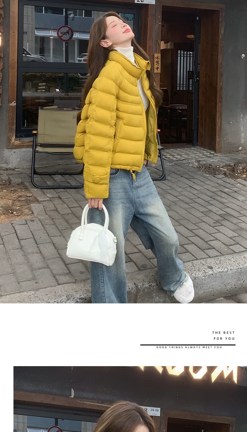 새로운 국가 표준 90 화이트 덕 다운 2026 새로운 쇼트 스타일 버블 푸 갈비 살 다운 재킷 여성 루즈핏 작은 키 패딩 재킷 상세 이미지 14