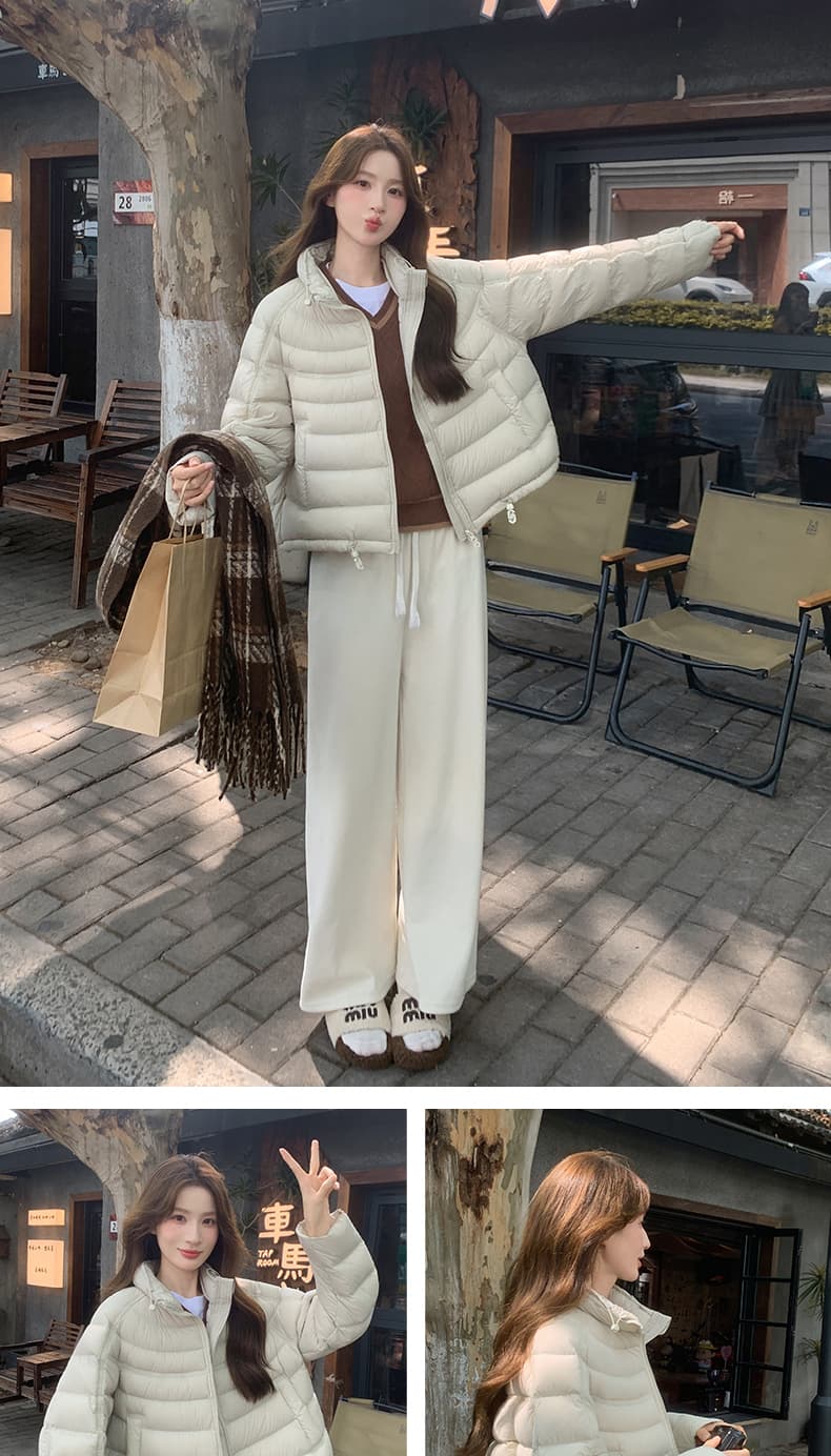 새로운 국가 표준 90 화이트 덕 다운 2026 새로운 쇼트 스타일 버블 푸 갈비 살 다운 재킷 여성 루즈핏 작은 키 패딩 재킷 상세 이미지 18
