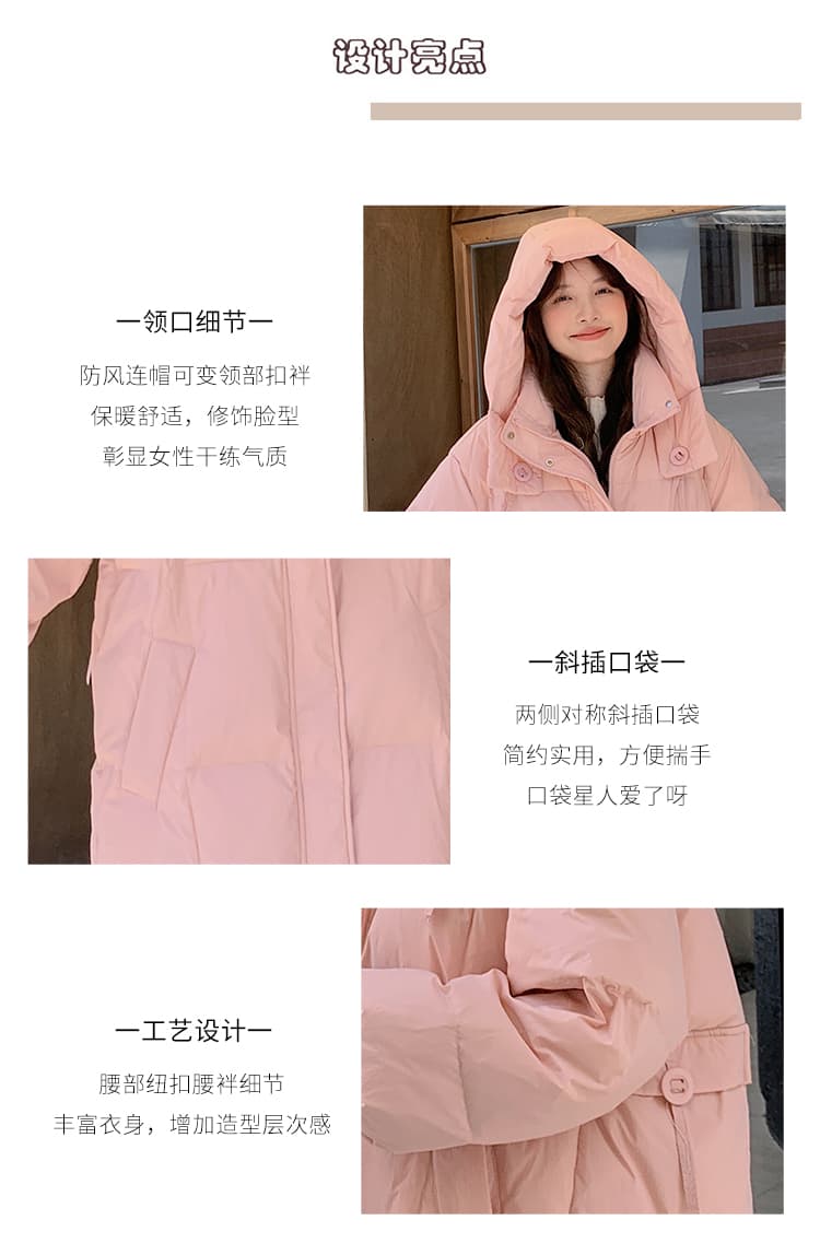 새로운 한 부서 면 의류 여성 2026 겨울 무릎 아래 후드 다용도 루즈핏 빅 사이즈 면 옷 두꺼운 재킷 트렌디 상세 이미지 5