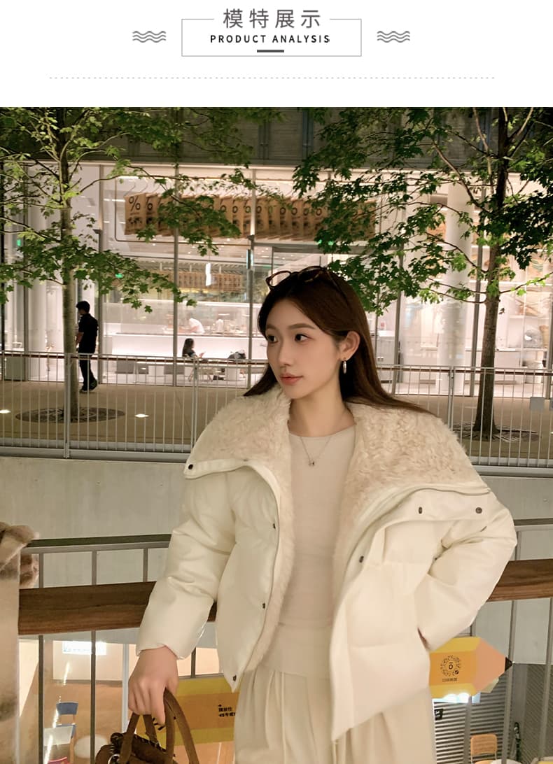 실사 2026 겨울 새로운 양털 빅 칼라 한 부서 루즈핏 짧은 여성 PU 가죽 패션 면 의류 재킷 상세 이미지 6