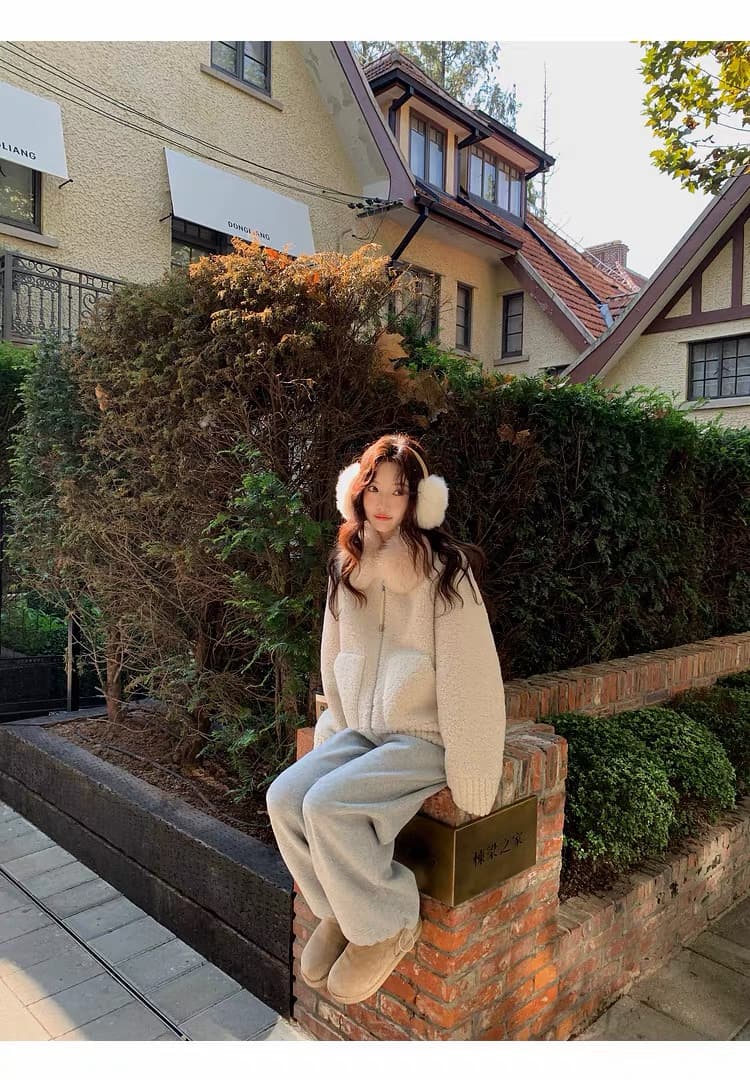 장 베이 베이 ibell 환경 보호 모방 양 어린 양 플러시 가죽 털 하나 보온 염색 포인터 전갈 모피 칼라 모피 재킷 상세 이미지 4