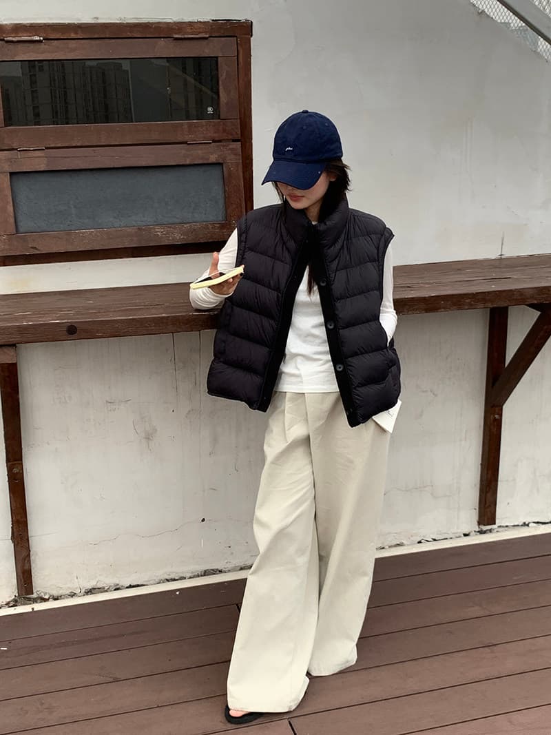 화이트 덕 다운 한국 스타일 빅 사이즈 갈비 살 섹션 다운 재킷 조끼 여자 가을 겨울 지방 mm 패션 패치워크 스탠드 칼라 민소매 어깨 상세 이미지 11