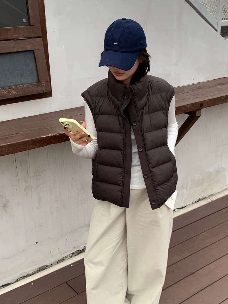 화이트 덕 다운 한국 스타일 빅 사이즈 갈비 살 섹션 다운 재킷 조끼 여자 가을 겨울 지방 mm 패션 패치워크 스탠드 칼라 민소매 어깨 상세 이미지 21