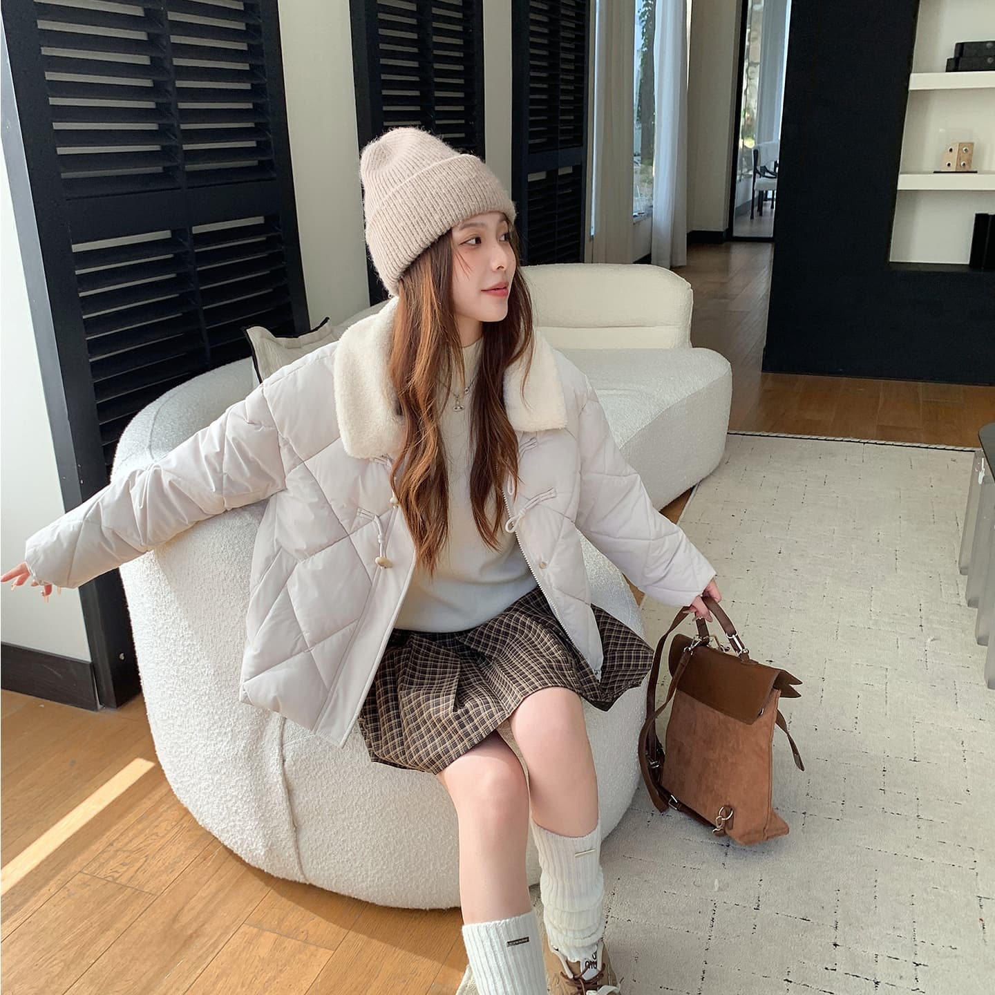 한 부서 가을 겨울철 새로운 폴로 칼라 작은 키 아래 면화 의류 여성 다용도 루즈핏 작은 키 캐주얼 면 옷 재킷 이미지 4