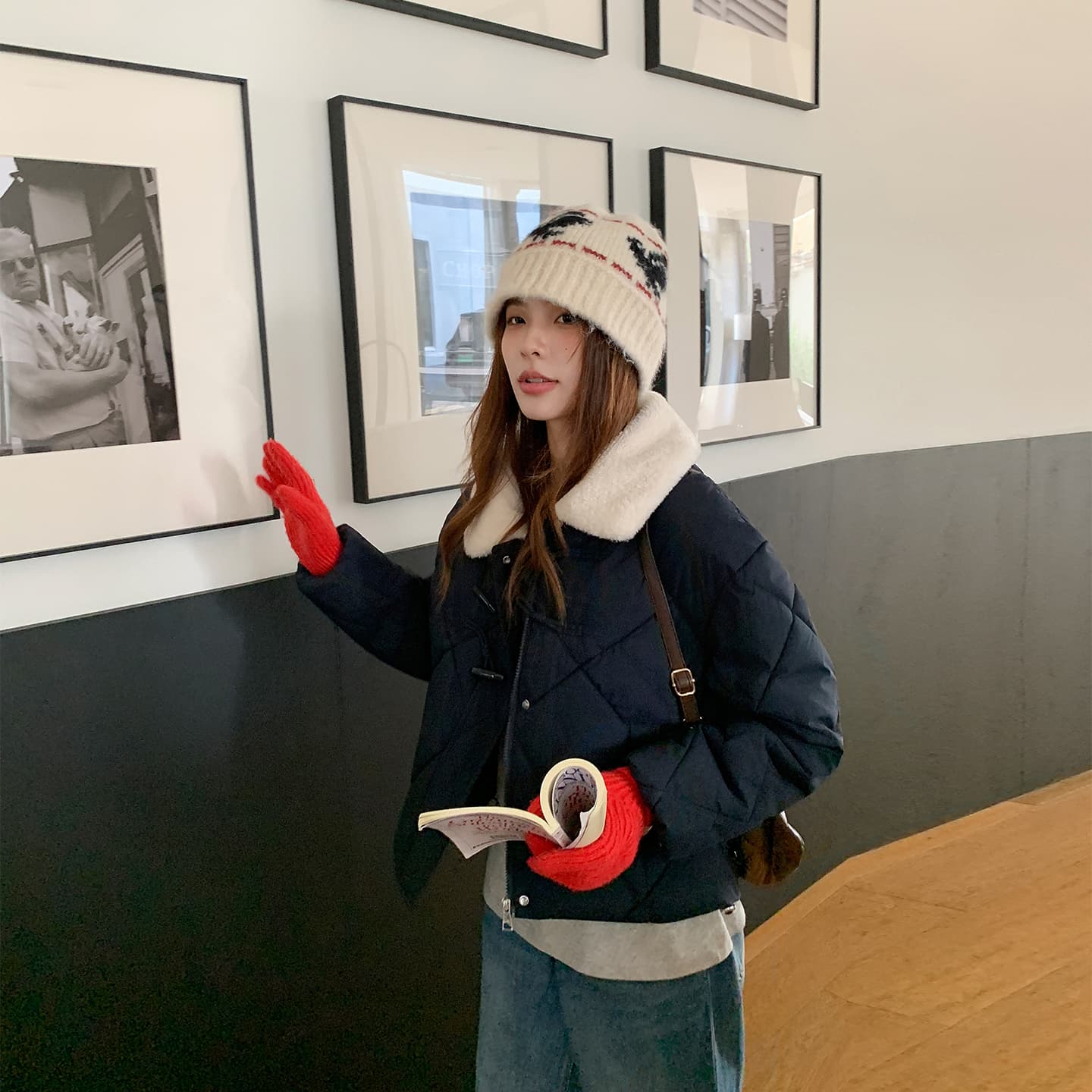 한 부서 가을 겨울철 새로운 폴로 칼라 작은 키 아래 면화 의류 여성 다용도 루즈핏 작은 키 캐주얼 면 옷 재킷 이미지 3