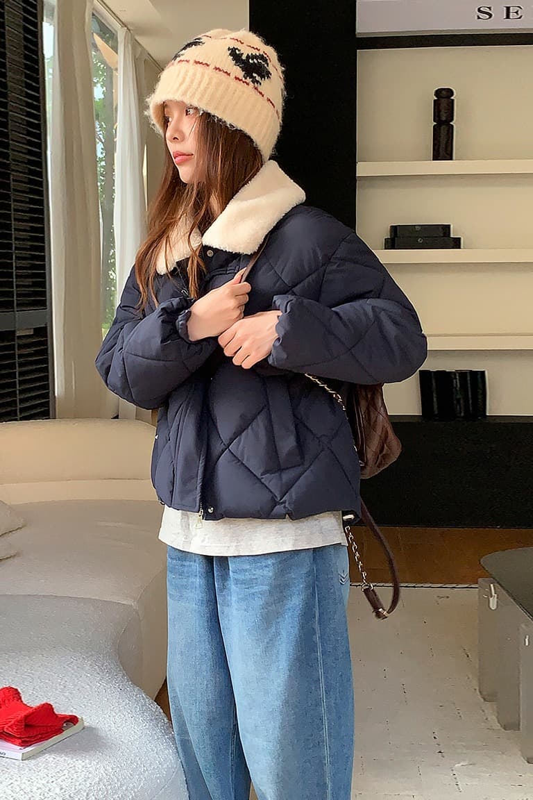한 부서 가을 겨울철 새로운 폴로 칼라 작은 키 아래 면화 의류 여성 다용도 루즈핏 작은 키 캐주얼 면 옷 재킷 이미지 7