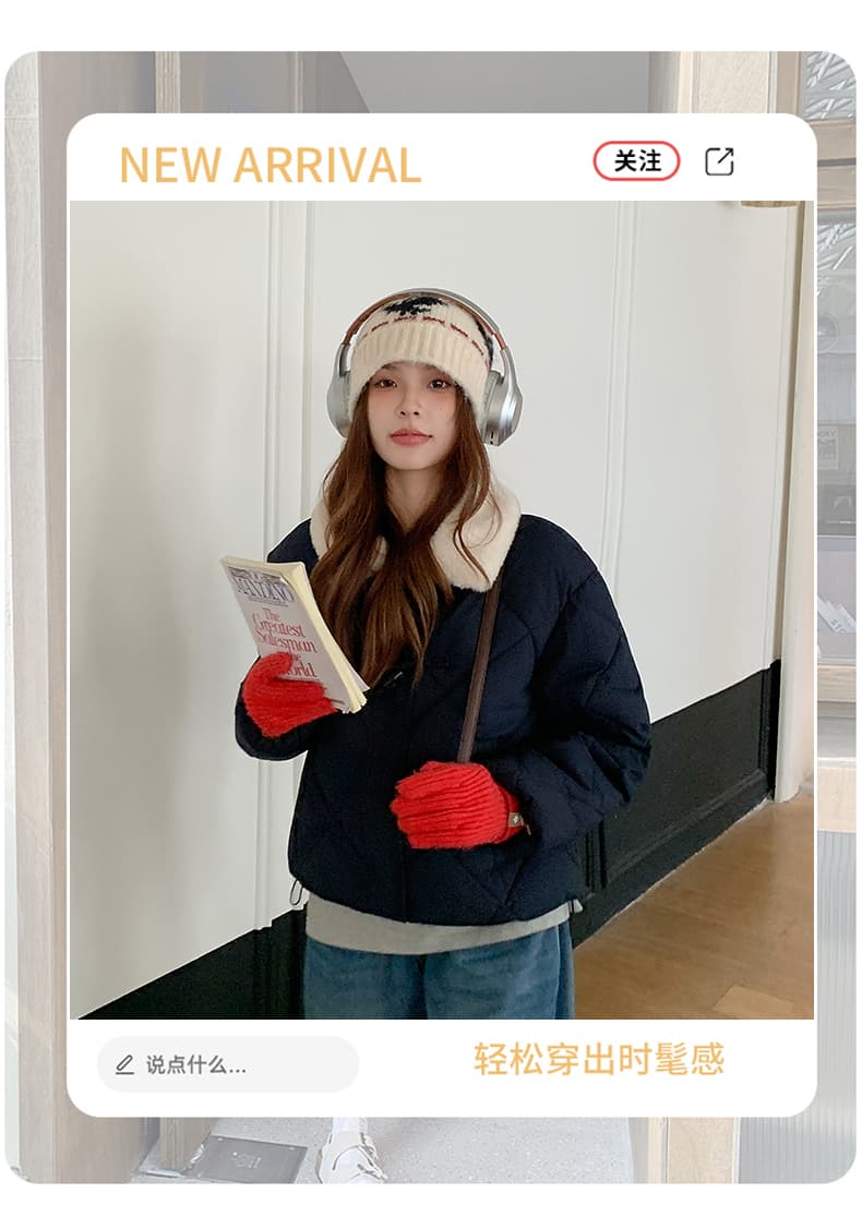 한 부서 가을 겨울철 새로운 폴로 칼라 작은 키 아래 면화 의류 여성 다용도 루즈핏 작은 키 캐주얼 면 옷 재킷 상세 이미지 2