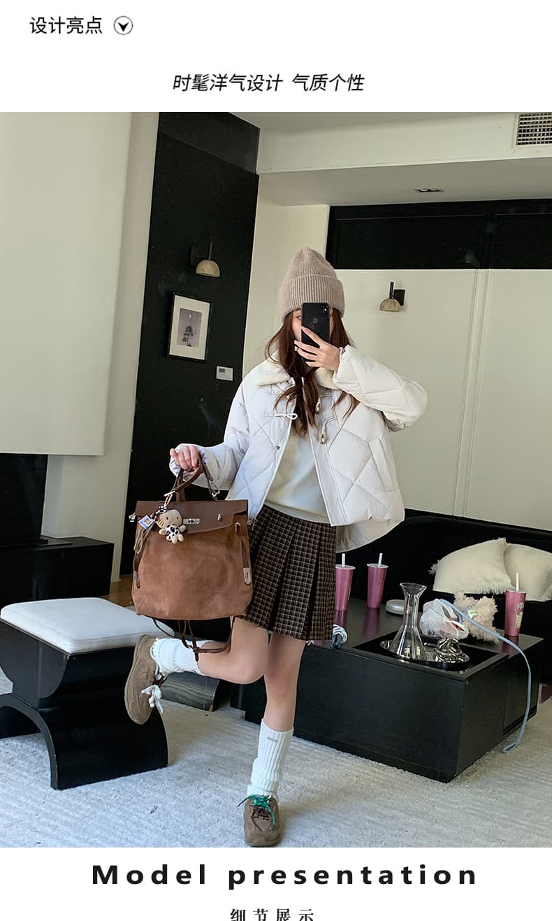 한 부서 가을 겨울철 새로운 폴로 칼라 작은 키 아래 면화 의류 여성 다용도 루즈핏 작은 키 캐주얼 면 옷 재킷 상세 이미지 4