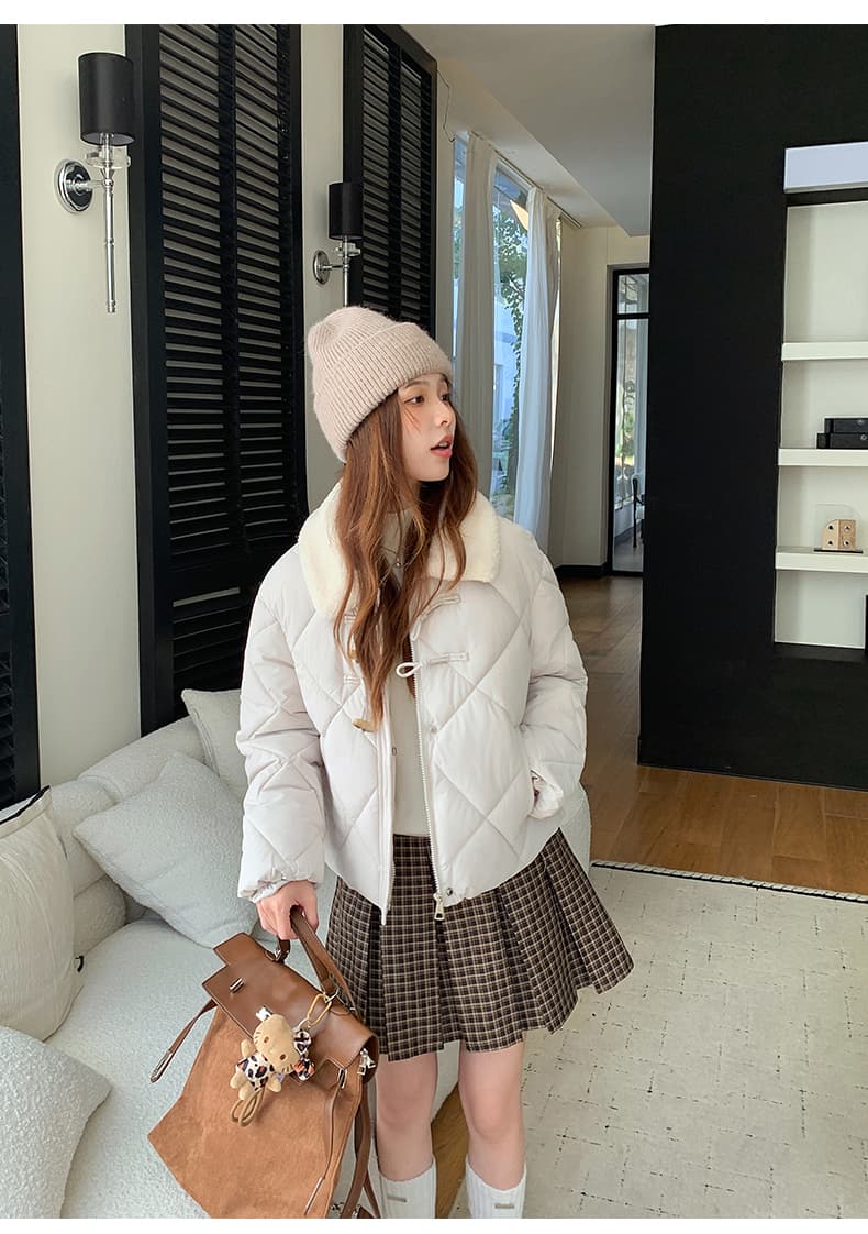한 부서 가을 겨울철 새로운 폴로 칼라 작은 키 아래 면화 의류 여성 다용도 루즈핏 작은 키 캐주얼 면 옷 재킷 상세 이미지 15