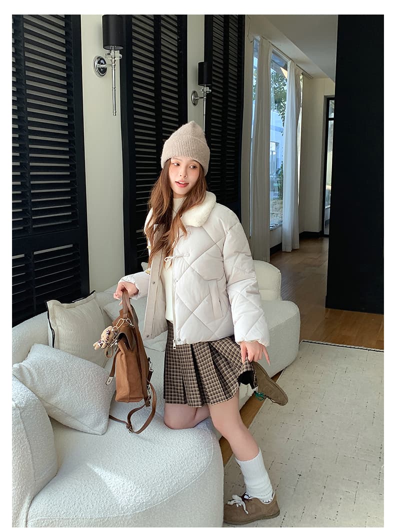 한 부서 가을 겨울철 새로운 폴로 칼라 작은 키 아래 면화 의류 여성 다용도 루즈핏 작은 키 캐주얼 면 옷 재킷 상세 이미지 19
