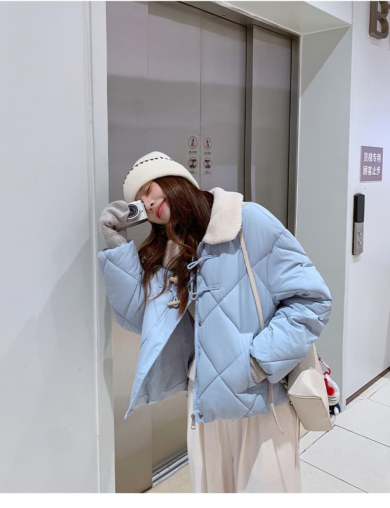 한 부서 가을 겨울철 새로운 폴로 칼라 작은 키 아래 면화 의류 여성 다용도 루즈핏 작은 키 캐주얼 면 옷 재킷 상세 이미지 25