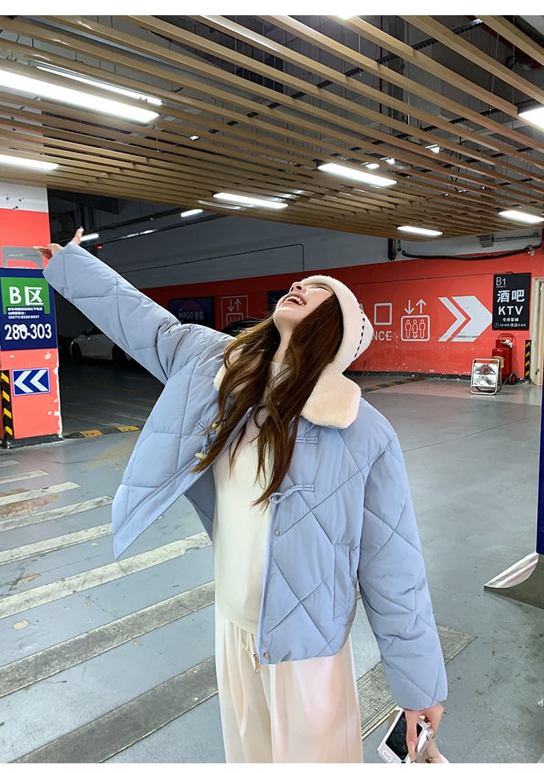 한 부서 가을 겨울철 새로운 폴로 칼라 작은 키 아래 면화 의류 여성 다용도 루즈핏 작은 키 캐주얼 면 옷 재킷 상세 이미지 27