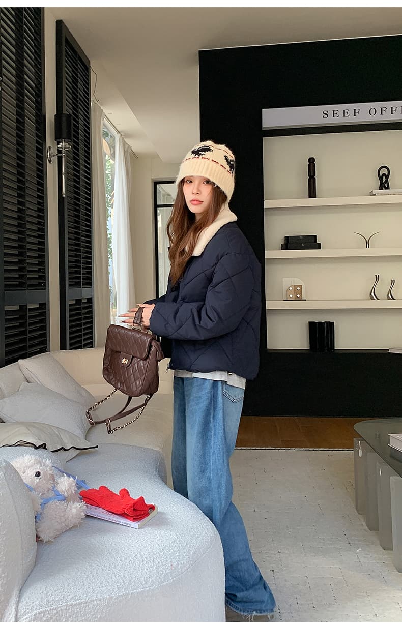 한 부서 가을 겨울철 새로운 폴로 칼라 작은 키 아래 면화 의류 여성 다용도 루즈핏 작은 키 캐주얼 면 옷 재킷 상세 이미지 36