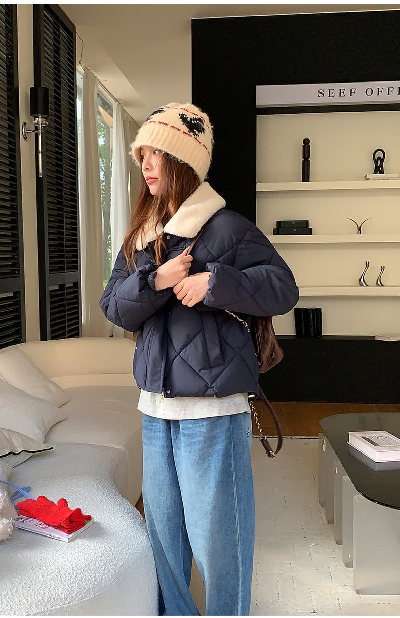 한 부서 가을 겨울철 새로운 폴로 칼라 작은 키 아래 면화 의류 여성 다용도 루즈핏 작은 키 캐주얼 면 옷 재킷 상세 이미지 38