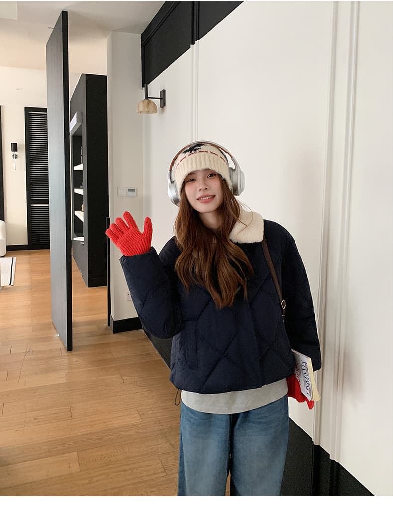 한 부서 가을 겨울철 새로운 폴로 칼라 작은 키 아래 면화 의류 여성 다용도 루즈핏 작은 키 캐주얼 면 옷 재킷 상세 이미지 43