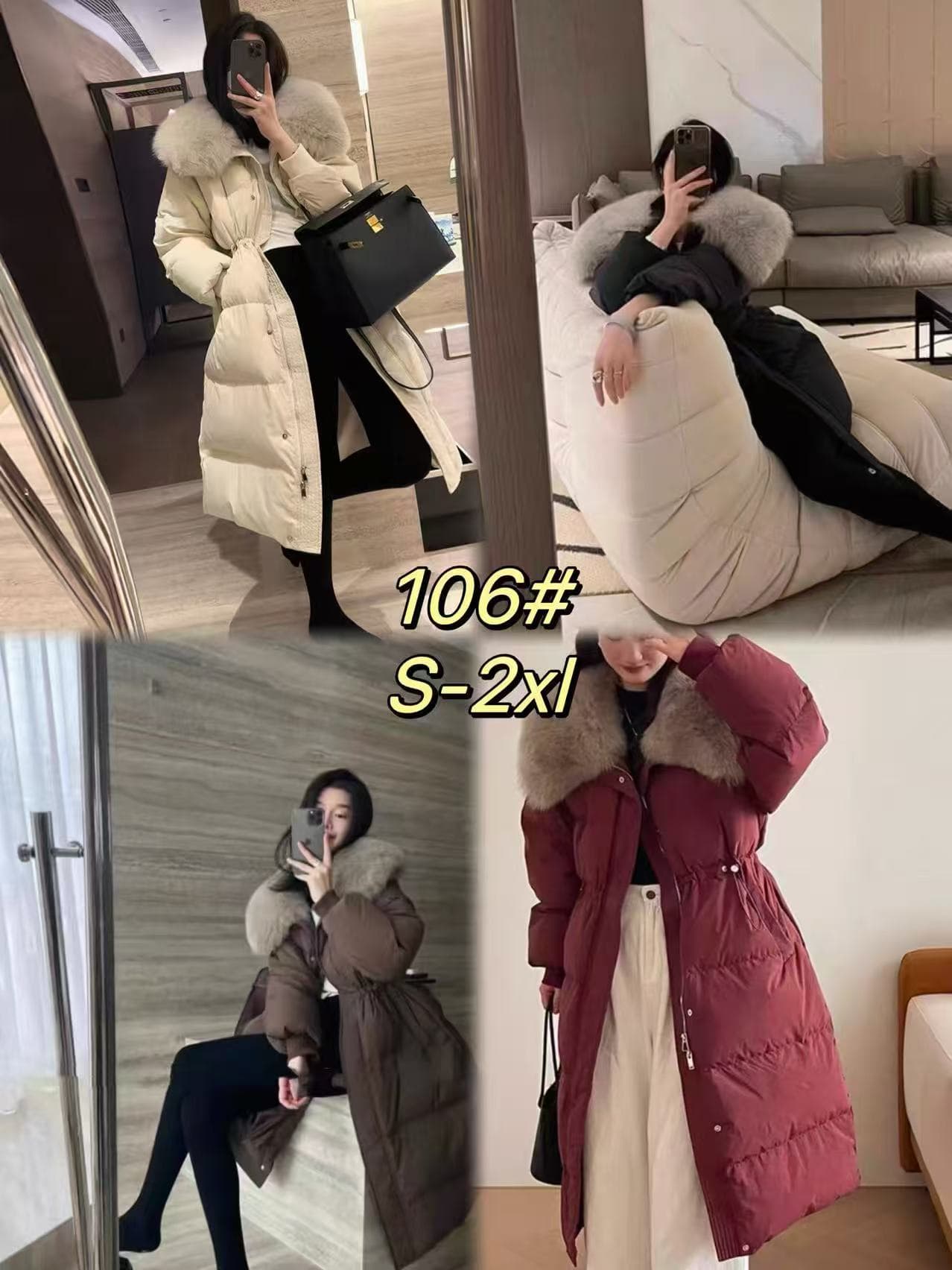 다운 재킷 26 여성 새로운 한국 스타일 패션 모조 모피 여우 모피 칼라 롱 코트 허리 수축 다용도 슬림해 보이는 면 의류 재킷 이미지 4