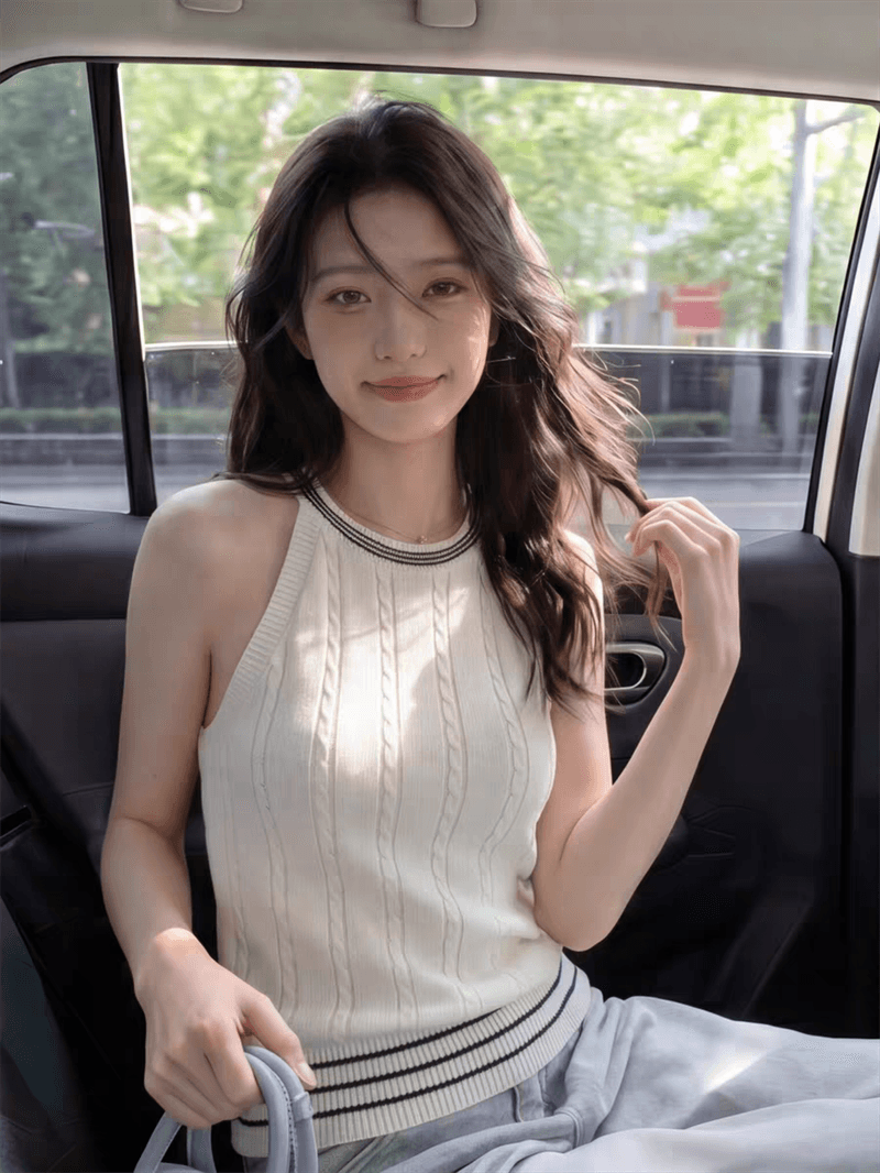아메리칸 라운드 넥 꽈배기 맨위 새로운 니트 조끼 디자인 여름 몸매 가꾸기 슬림해 보이는 민소매 상세 이미지 10