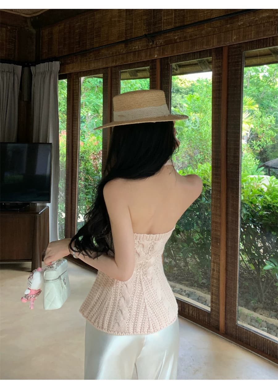 여름 인사이드 가져 가라. 외출용 행침 목 캐미솔 홀로우 아웃 V넥 허리 수축 꽈배기 니트 핫걸 바람 맨위 상세 이미지 16