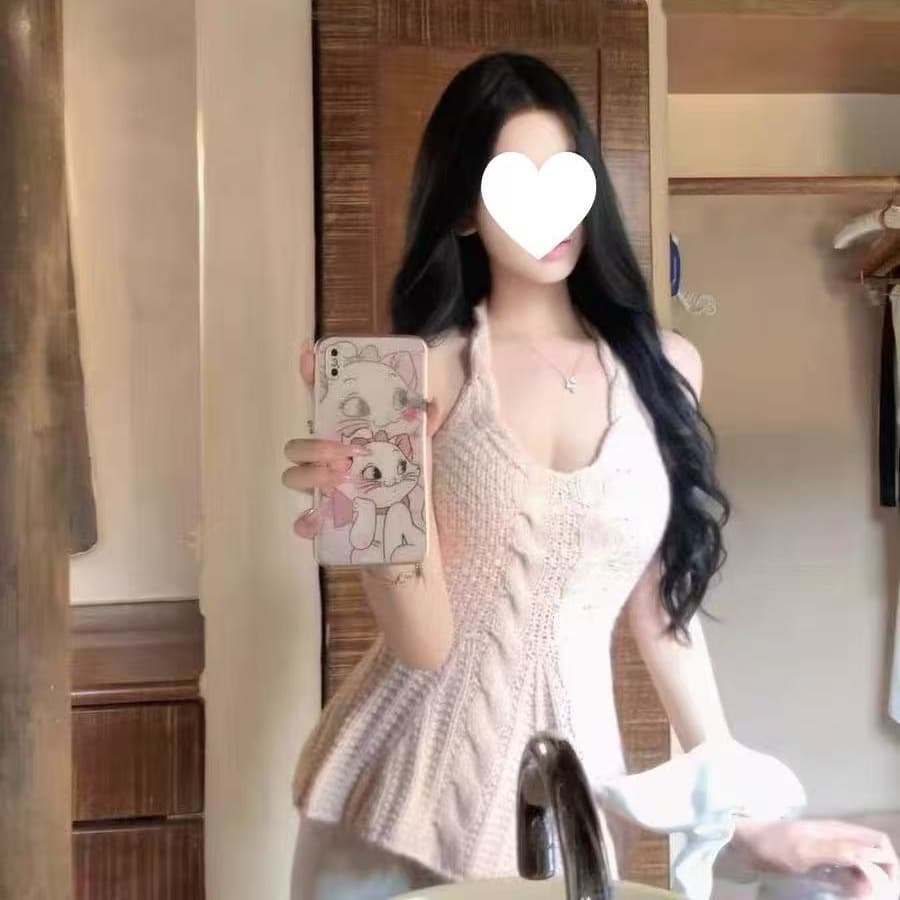 여름 인사이드 가져 가라. 외출용 행침 목 캐미솔 홀로우 아웃 V넥 허리 수축 꽈배기 니트 핫걸 바람 맨위 상세 이미지 31