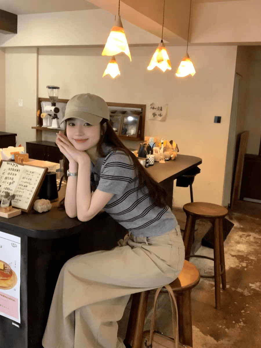 한국 스타일 학원 스타일 POLO 칼라 스트라이프 니트 반팔 여성 이른 가을 몸매 가꾸기 슬림해 보이는 다용도 디자인 센스 맨위 상세 이미지 7