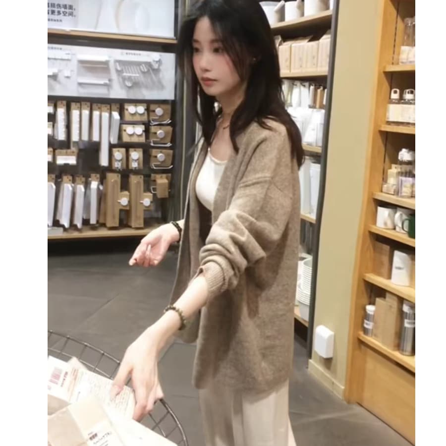한 부서 느긋한 분위기 센스 맨위 이른 가을 새로운 루즈핏 아름다운 니트 스웨터 오픈 가디건 여성 코트 이미지 4