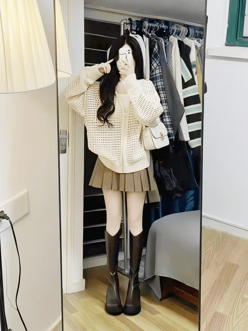 홀로우 아웃 디자인 센스 후드 외부 가져 가라. 얇은 스타일 재킷 한국 스타일 봄 여름 느긋한 후드티 지퍼 니트 오픈 가디건 맨위 여성 상세 이미지 9