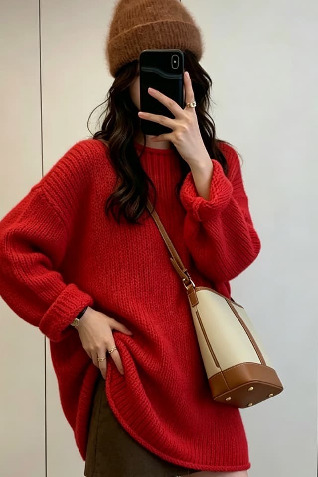 이른 가을 chic 느긋한 바람 니트 스웨터 스웨터 여자 가을 새로운 한 부서 고급 센스 루즈핏 긴팔 맨위 이미지 6