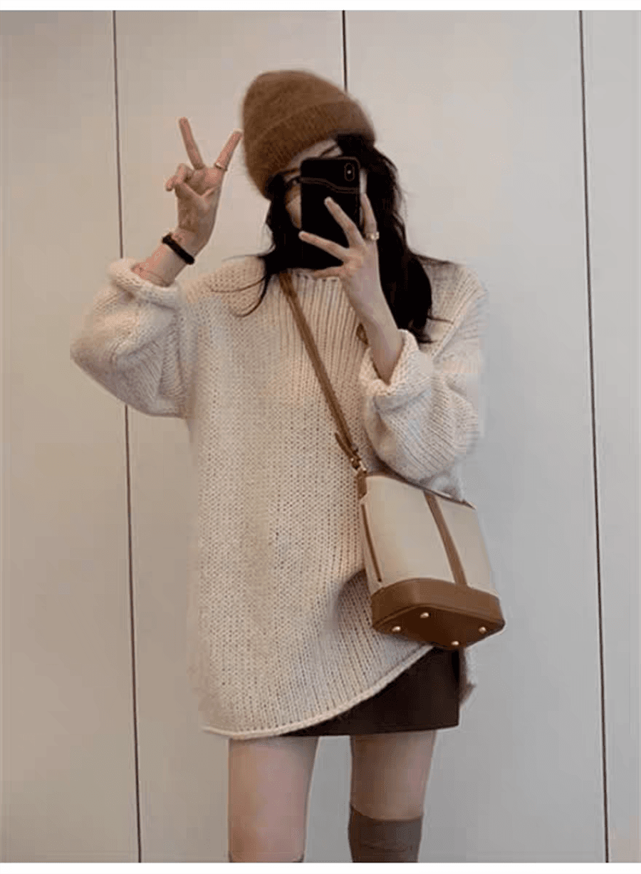 이른 가을 chic 느긋한 바람 니트 스웨터 스웨터 여자 가을 새로운 한 부서 고급 센스 루즈핏 긴팔 맨위 상세 이미지 4