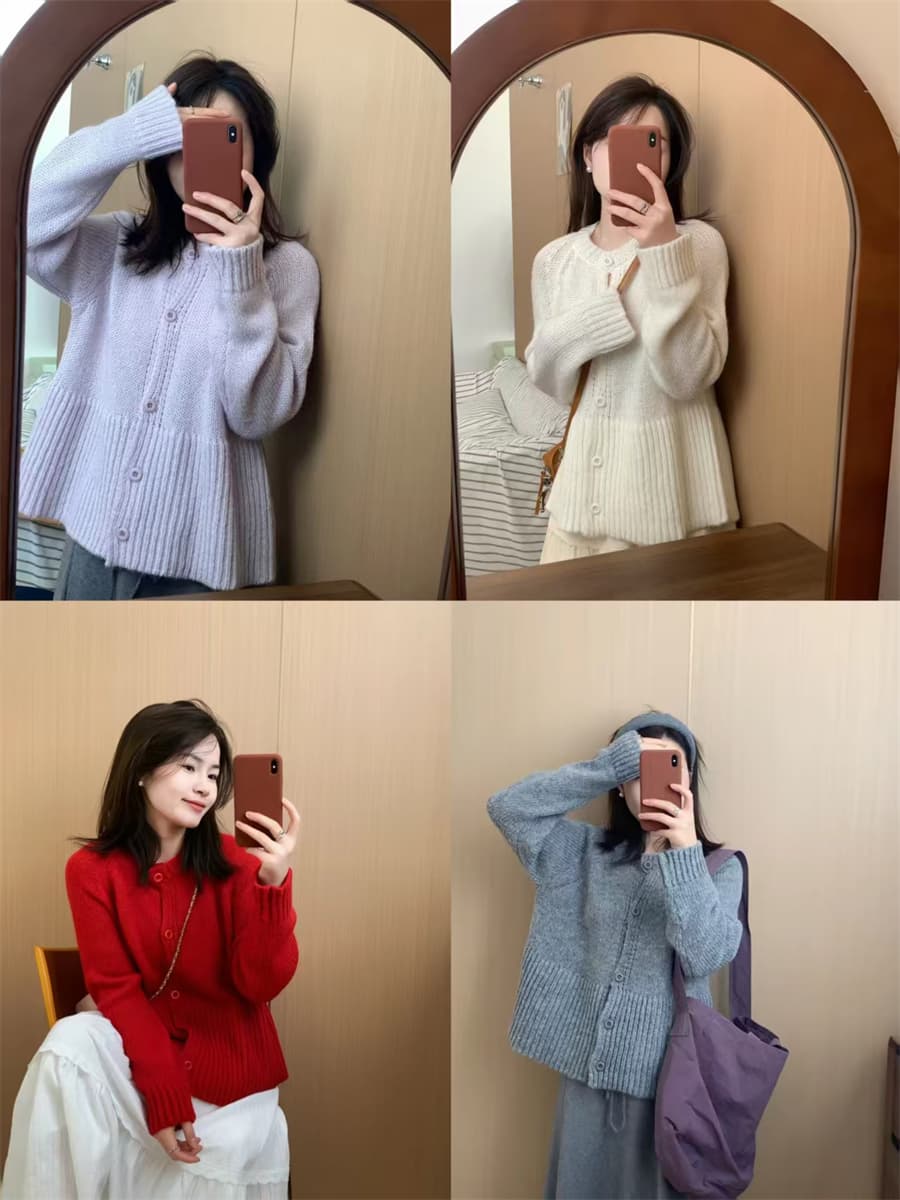 사탕 색상 연령 감소 품격 스웨터 여성 코트 봄과 가을 니트 오픈 가디건 한국 스타일 부드러운 얇은 코트 상세 이미지 1