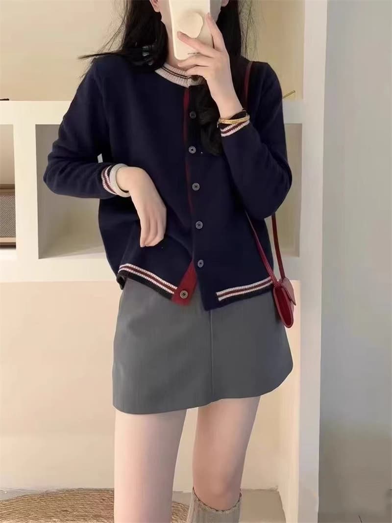 가을 겨울 새로운 여성 의류 패션 미니멀리즘 영국식 패치워크 색상 니트 오픈 가디건 스웨터 코트 고급 착용 가져 가라. 아름다운 맨위 상세 이미지 13