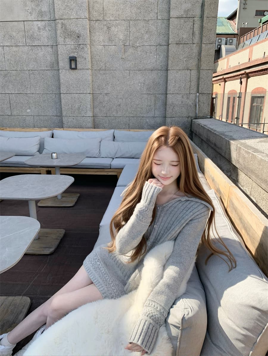 작은 키 한 부서 느긋한 바람 회색 니트 원피스 아이들 가을 겨울 새로운 스웨터 세트 타이트 스커트 투피스 세트 상세 이미지 28