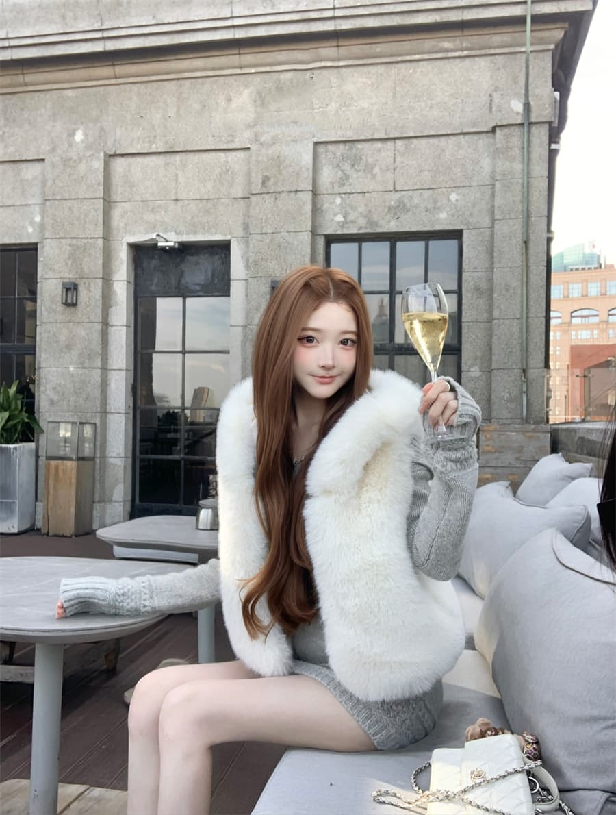 작은 키 한 부서 느긋한 바람 회색 니트 원피스 아이들 가을 겨울 새로운 스웨터 세트 타이트 스커트 투피스 세트 상세 이미지 35
