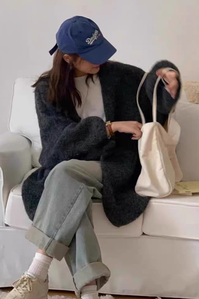 한 부서 느긋한 바람 부드러운 찹쌀 스웨터 여성 코트 가을 겨울 루즈핏 대 에디션 두꺼운 외국 가스 니트 오픈 가디건 외부 가져 가라. 이미지 6