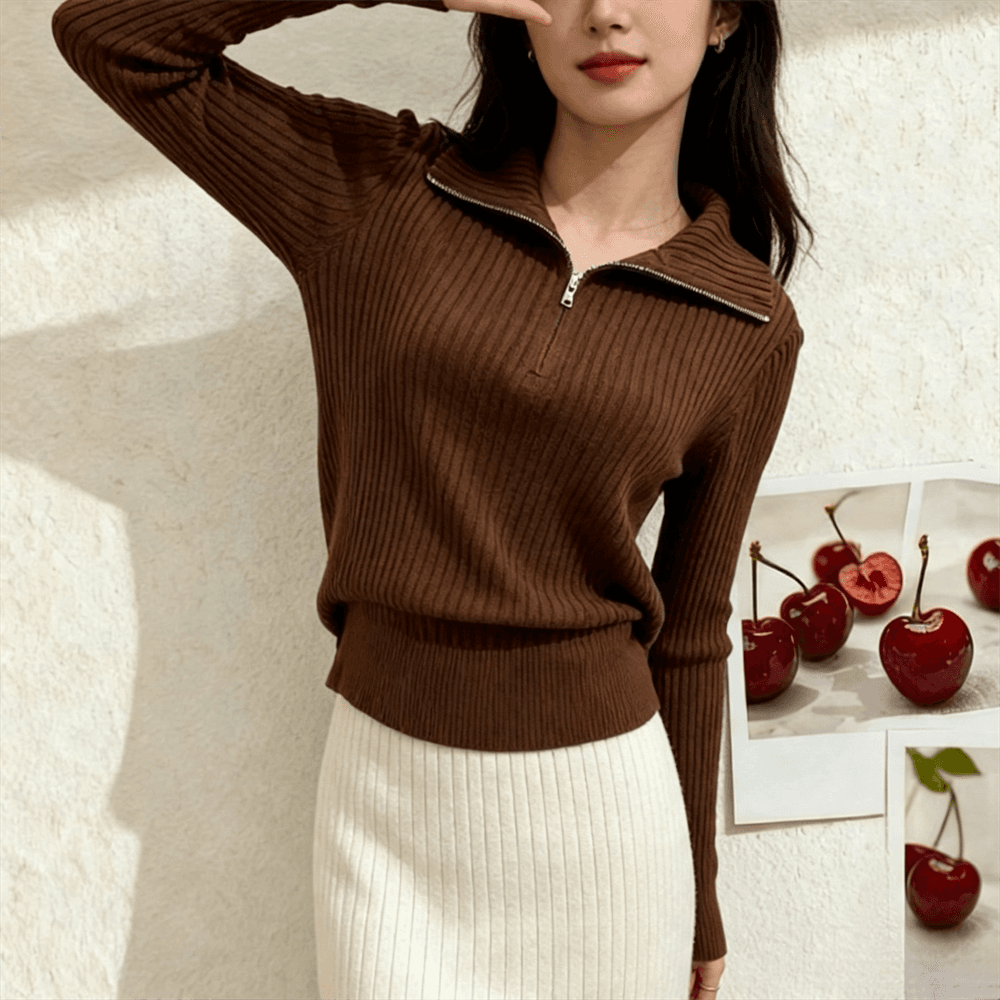 하프 지퍼 POLO 칼라 스웨터 니트 스웨터 여성 봄 가을 새로운 폴로 칼라 두꺼운 인사이드 가져 가라. 가을 겨울 만나는 맨위