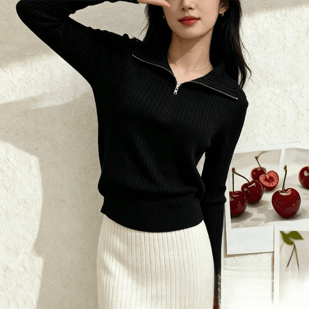 하프 지퍼 POLO 칼라 스웨터 니트 스웨터 여성 봄 가을 새로운 폴로 칼라 두꺼운 인사이드 가져 가라. 가을 겨울 만나는 맨위 상세 이미지 10