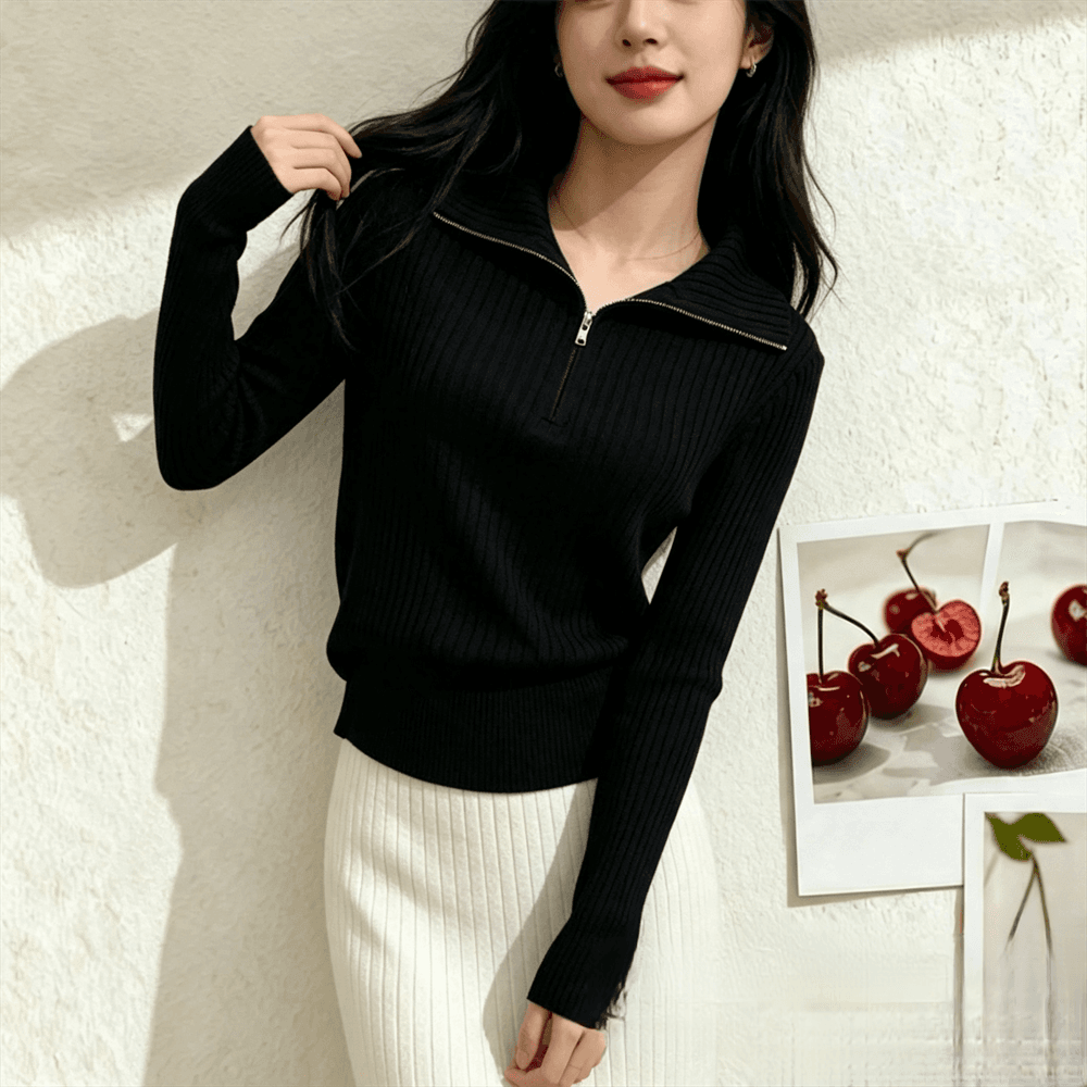 하프 지퍼 POLO 칼라 스웨터 니트 스웨터 여성 봄 가을 새로운 폴로 칼라 두꺼운 인사이드 가져 가라. 가을 겨울 만나는 맨위 상세 이미지 11
