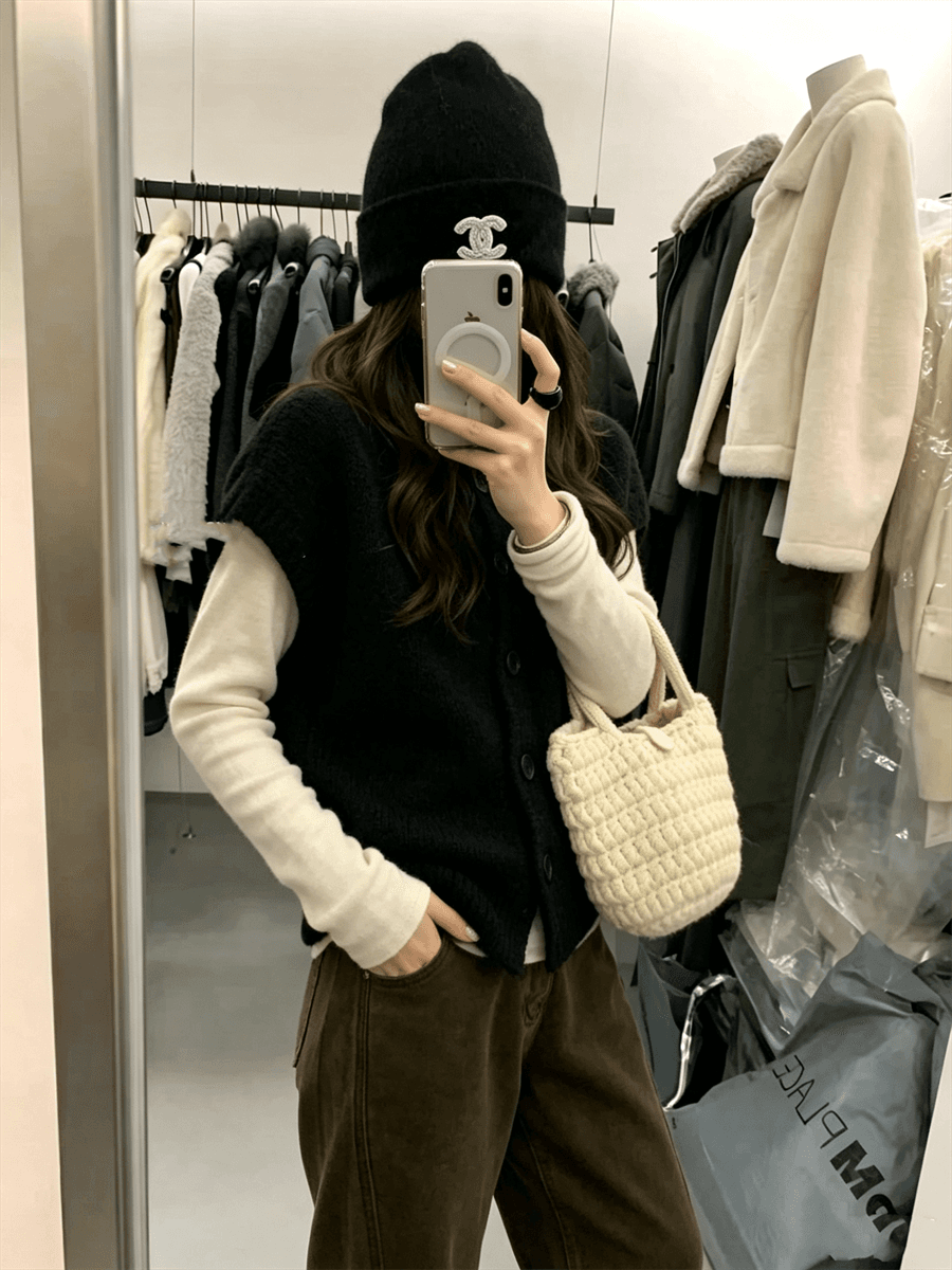 한 부서 외국 가스 빨간색 분위기 센스 반팔 어깨 스웨터 조끼 여성 작은 대중 디자인 센스 연령 감소 슬림해 보이는 맨위 트렌디 상세 이미지 13