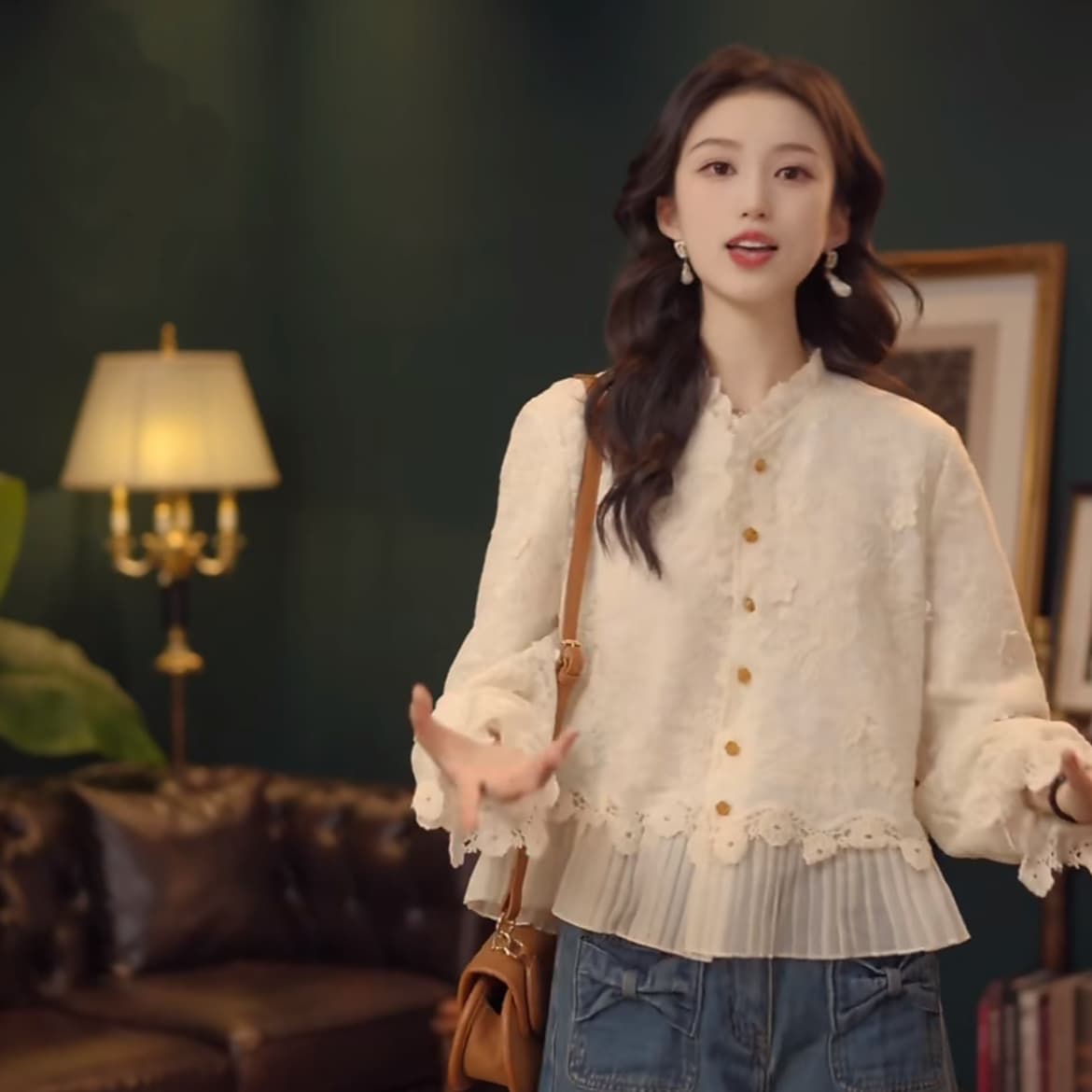 살구 배 홍콩 바람 레트로 단색 긴팔 루즈핏 슬림해 보이는 맨위 상세 이미지 6