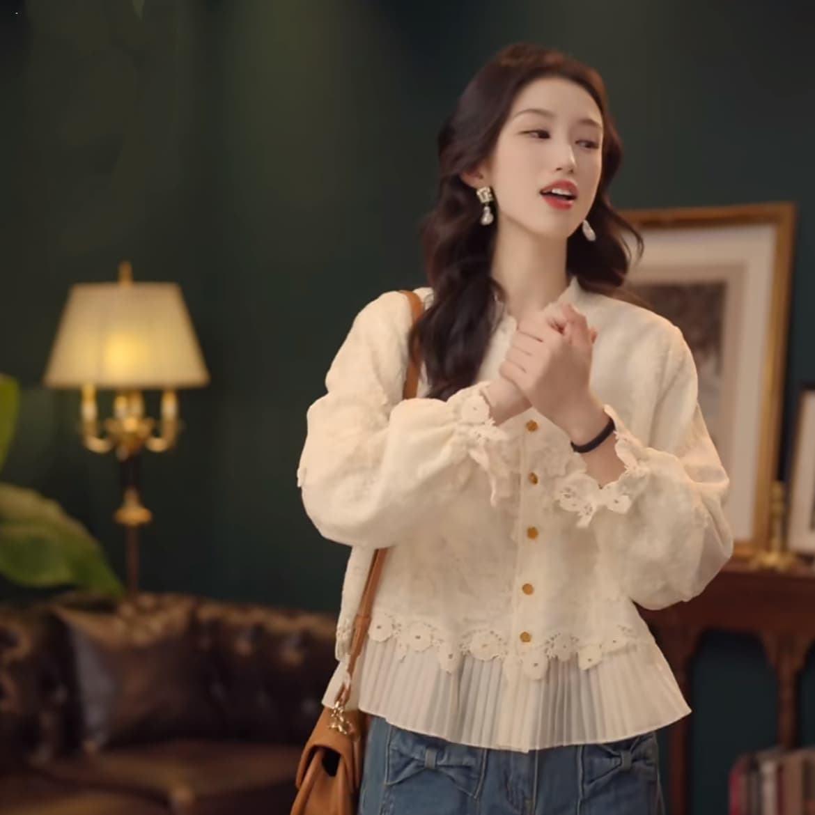 살구 배 홍콩 바람 레트로 단색 긴팔 루즈핏 슬림해 보이는 맨위 상세 이미지 14