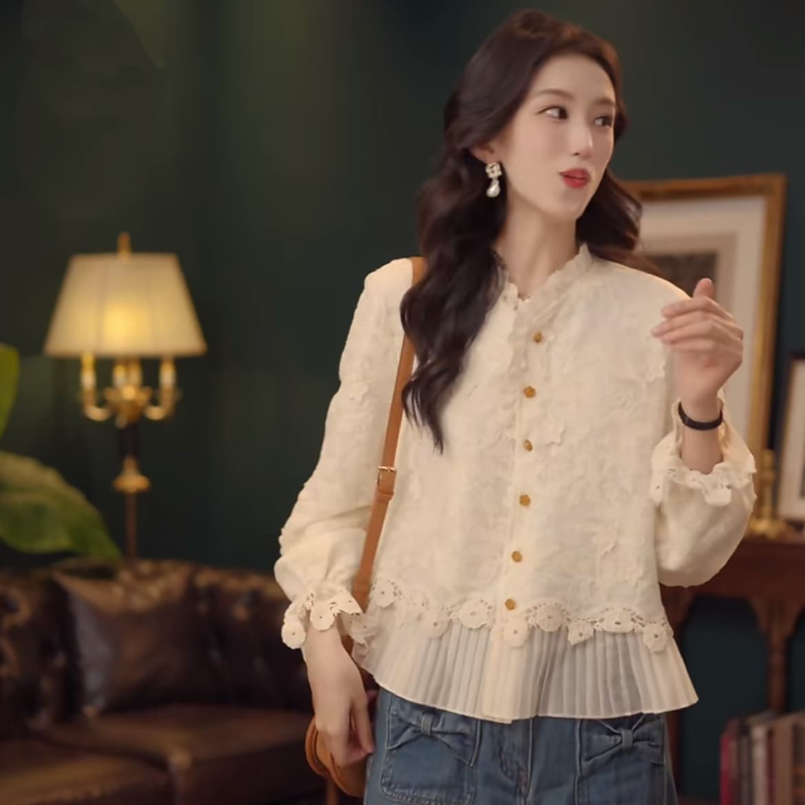 살구 배 홍콩 바람 레트로 단색 긴팔 루즈핏 슬림해 보이는 맨위 상세 이미지 15