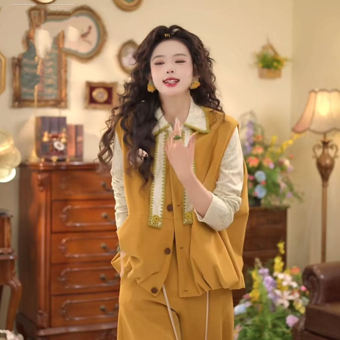 꽃 송이 레트로 항구 바람 봄 새로운 셔츠 품격 디자인 센스 맨위 상세 이미지 4